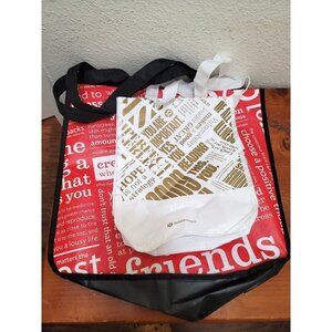 Lululemon Reusable Tote Bags Set Of 2 White & Red Eco-Friendly Shopping Bags